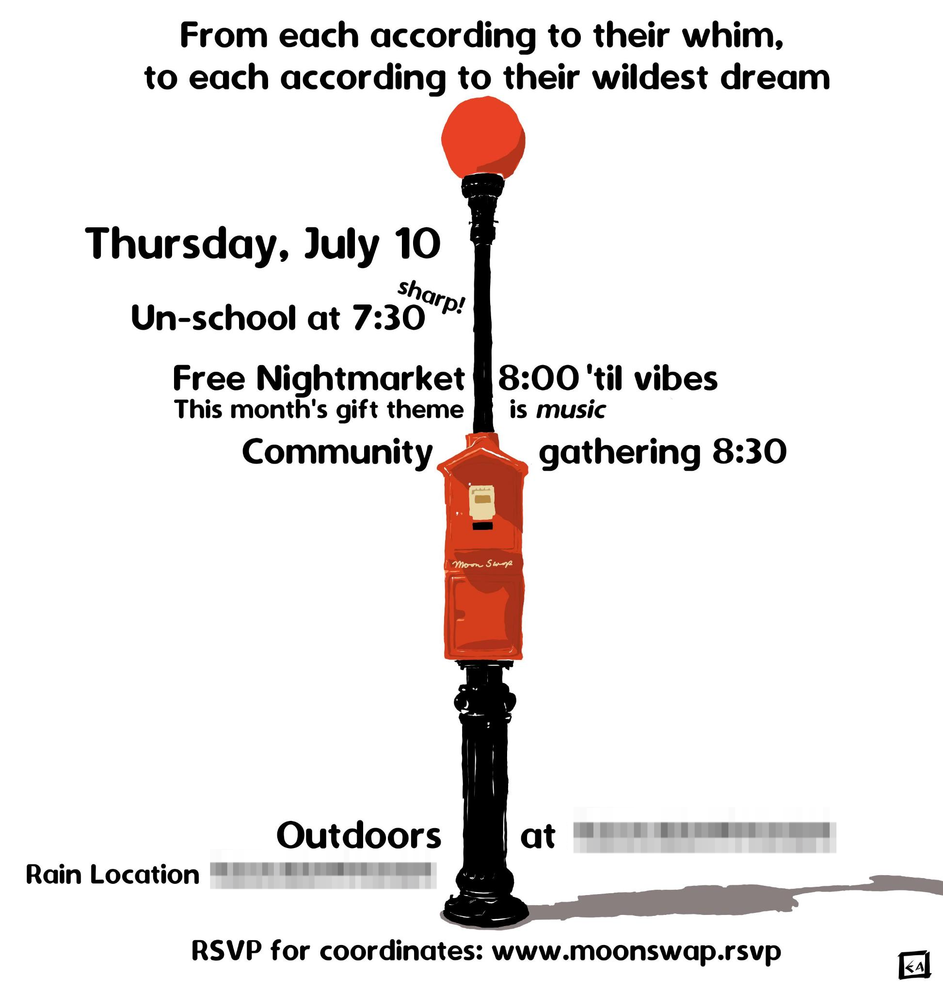 A moon swap poster showing event details for a past event.