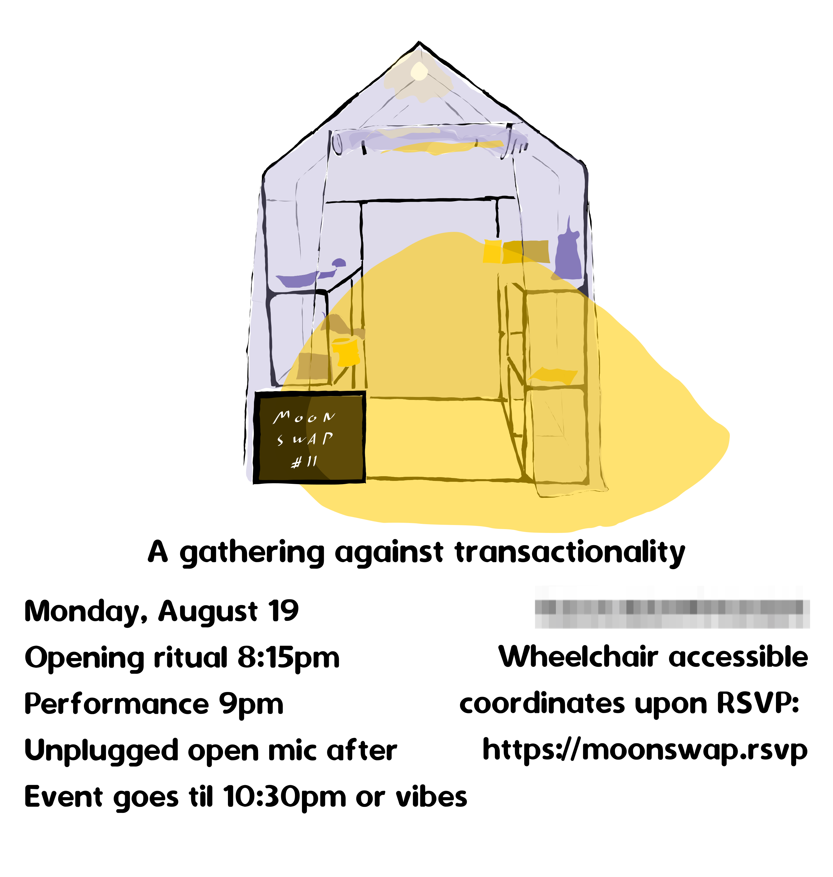 A moon swap poster showing event details for a past event.