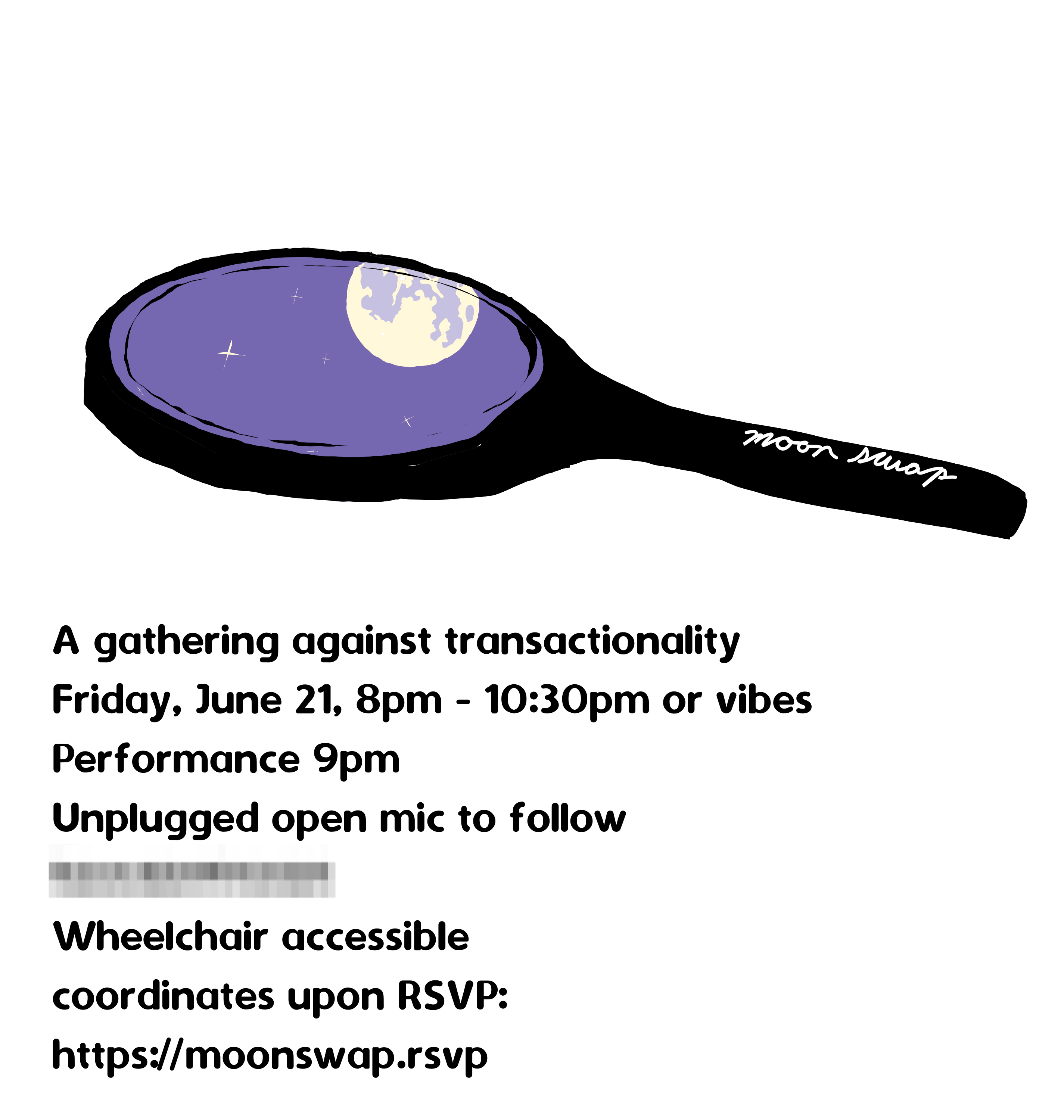 A moon swap poster showing event details for a past event.