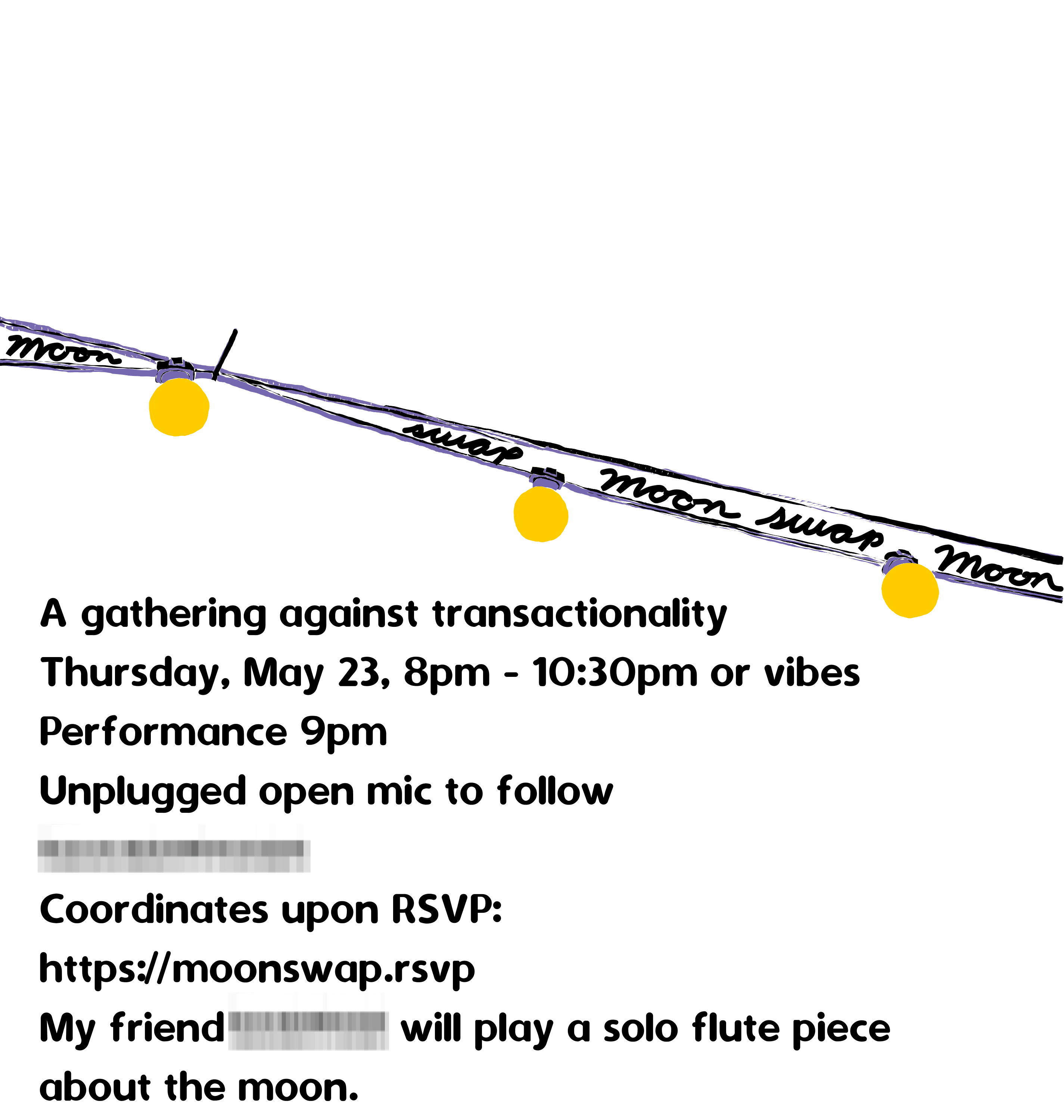 A moon swap poster showing event details for a past event.